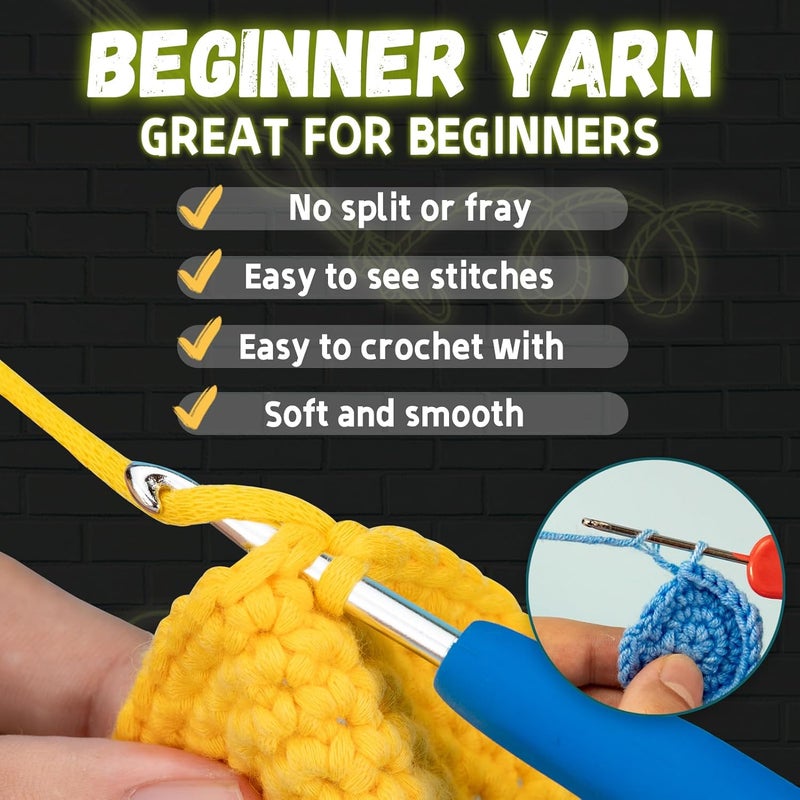 HEJIN 120g Blue Glow in The Dark Yarn for Crocheting and Knitting; 120m(144yds) Yarn for Beginners with Easy-to-See Stitches; Worsted-Weight Medium #4; Yarn for Beginners Crochet Kit Making - Image 4